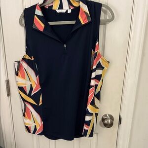 Lady Hagen Golf Set: Sleeveless Navy Top and Skirt with Multicolor Accents